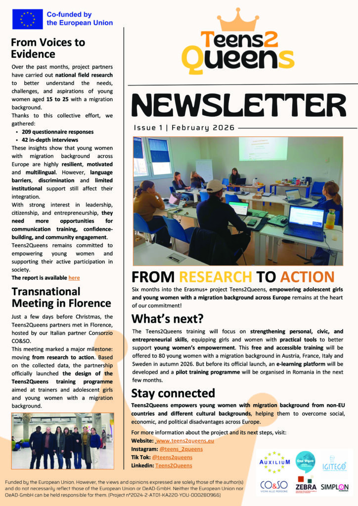 Teens2Queens: first newsletter is online